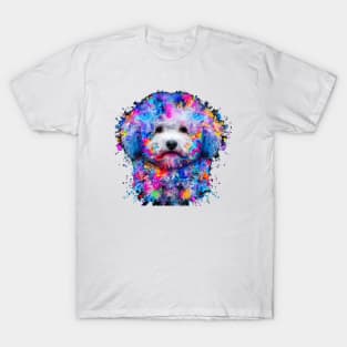 Fluffy Bichon Frisé Dog Colorful Artwork T-Shirt